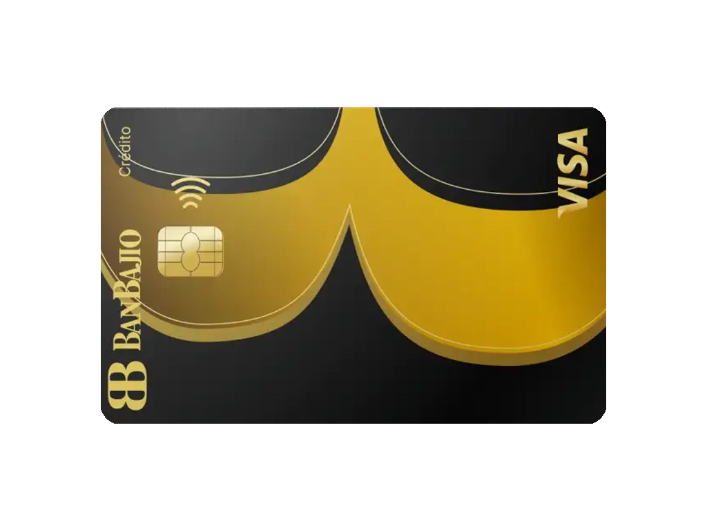 Tarjeta BanBajío Oro color dorado sobre fondo blanco